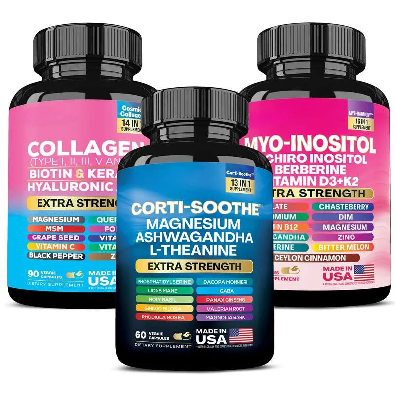 Cortiva Soothe, Smooth and Balance Bundle: Women's Supplements 3-in-1 Bundle